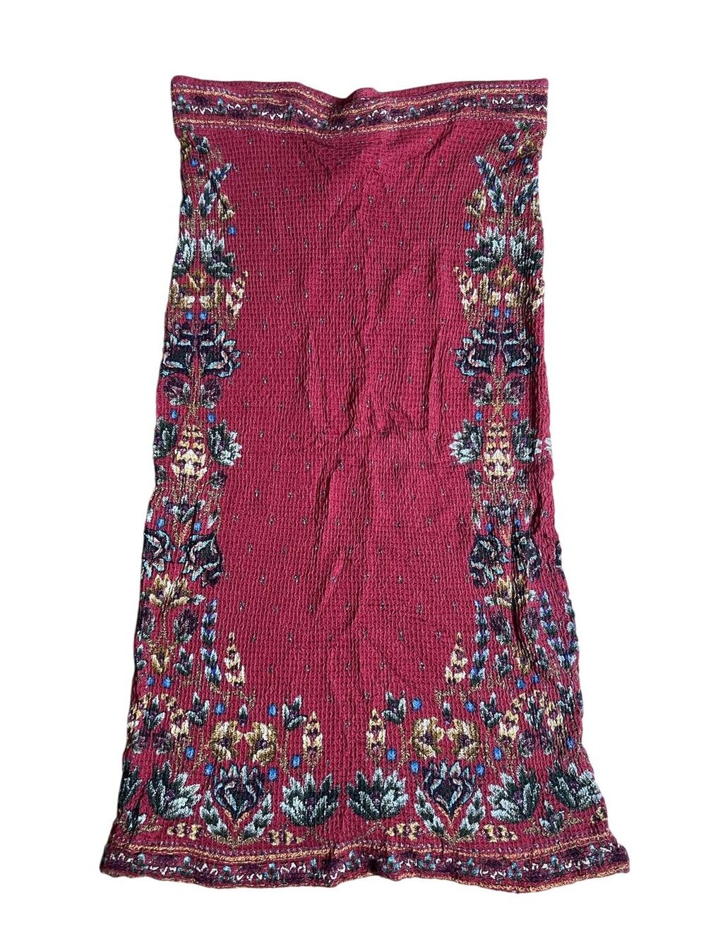 FARM For Anthropologie Tank Womens L Red Cropped Floral Off Shoulder Ruffle